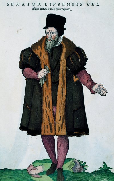 Leipzigse senator, gravure uit Habitus praecipuorum popularum door Jost Amman
