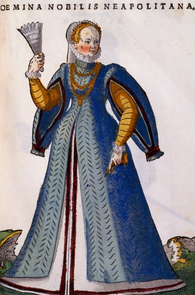 Napolitaanse edelvrouw, gravure uit Habitus praecipuorum popularum door Jost Amman