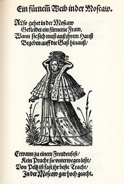 Adellijke vrouw van Moskou. Uit het Frauentrachtenbuch Frankfurt, 1586, 1586 door Jost Amman