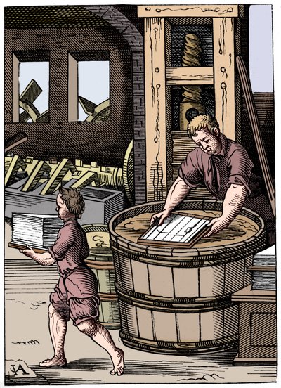 Papiermaker, 16e eeuw, 1849 door Jost Amman