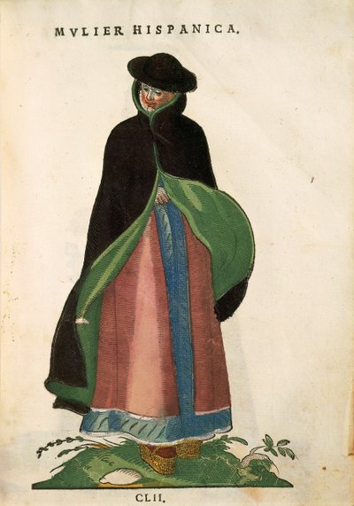 Spaanse vrouw, uit Habitus Praecipuorum Popularum door Jost Amman, gravure door Jost Amman