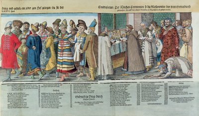 De Grote Ambassade van Ivan IV (1530-84) van Rusland naar de Heilige Roomse Keizer in Regensburg in 1576 (detail) door Jost Amman