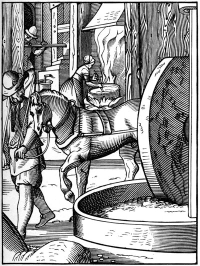 De productie van olie, 16e eeuw 1849 door Jost Amman