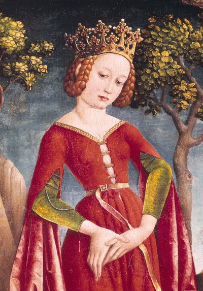St. Joris en de Draak (detail van de Prinses) door Jost Haller