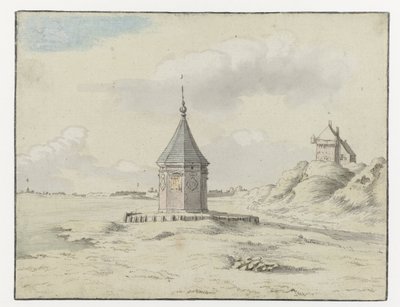 Uitzicht op de Stadsfontein, Bergen op Zoom door Josua de Grave (possibly)