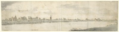 Gezicht op Kasteel Ooij, nabij Nijmegen, Noord-Brabant door Josua de Grave