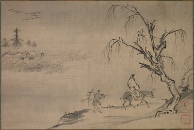 Chinese literatus in een herfstlandschap door Josui Sōen