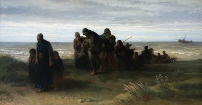 Vissers dragen een verdronken man door Jozef (1824 1911) Israels