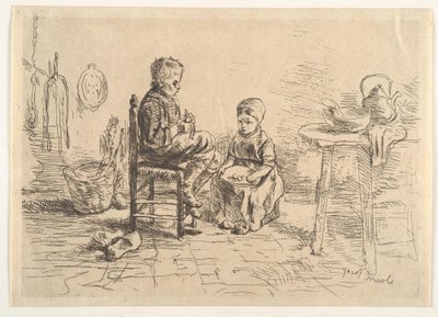 Aardappelen schillen door Jozef Israëls