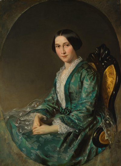 Jeanette Bloemen (1829-1915), echtgenote van de Amsterdamse makelaar Hendrik Luden (1822-1895) door Jozef Israëls