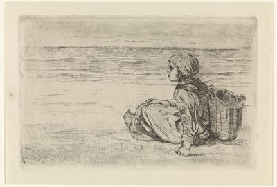 Meisje aan zee door Jozef Israëls