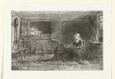 Twee figuren in een interieur door Jozef Israëls (possibly copy after)