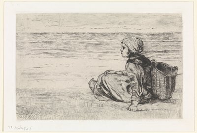 Meisje aan zee door Jozef Israëls (signed by artist)