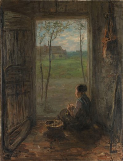Een scène uit Laren door Jozef Israëls