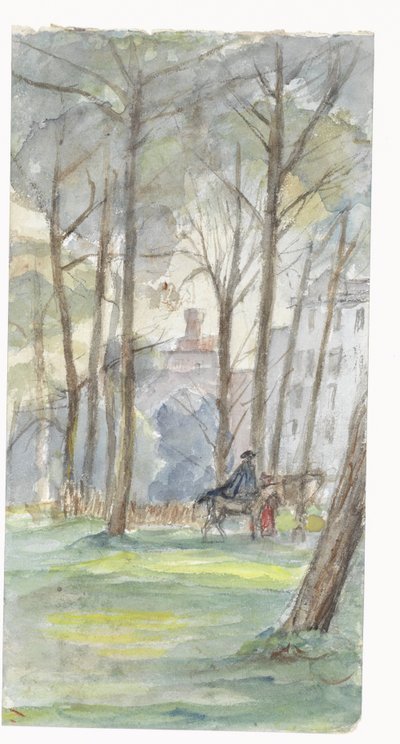 Park met figuren te paard door Jozef Israëls
