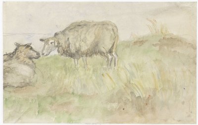 Twee schapen door Jozef Israëls