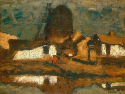 Landschap met windmolen door Jozef Koszta