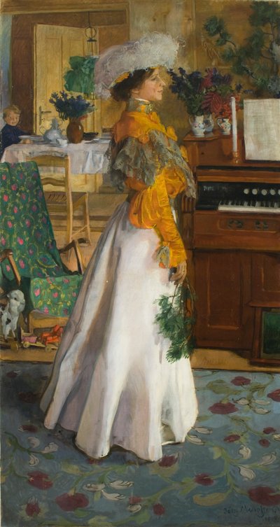 Portret van vrouw of zomerverblijf door Józef Mehoffer