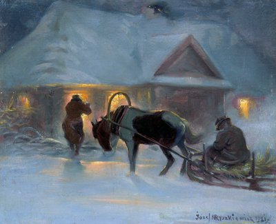 Winteravond voor een landhuis, 1921 door Jozef Ryszkiewicz