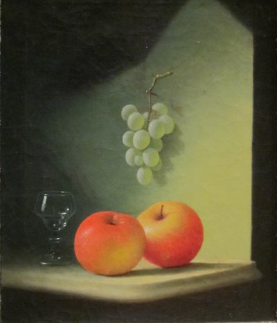 Stilleven met appels en druiven door Jr. Edward Edmondson
