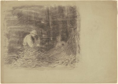 Boeren die maïs doppen door Jr. Enoch Wood Perry