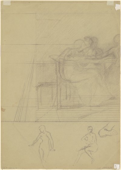 Studies van figuren (verso) door Jr. Enoch Wood Perry