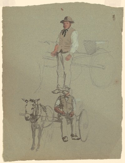 Studies van een man en paard en wagen door Jr. Enoch Wood Perry