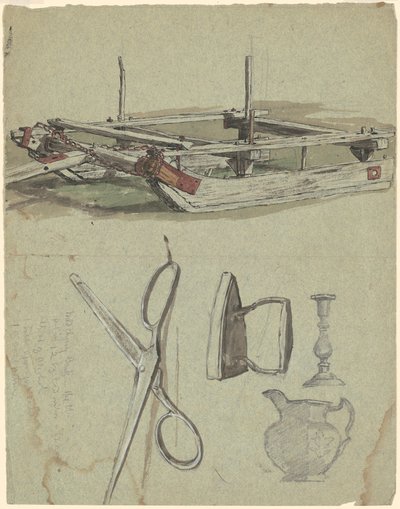Studies van een Slee en Diverse Huishoudelijke Voorwerpen door Jr. Enoch Wood Perry