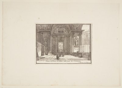 Veduta del Portico di S. Pietro della parte del Constantino. 1. Palazzo del Vaticano door Jérôme Charles Bellicard