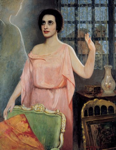 Portret van Margarita Xirgu (1888-1969), in "la Xirgu en cristalline", door de broers Quinteros door Juan Antonio Benlliure y Gil