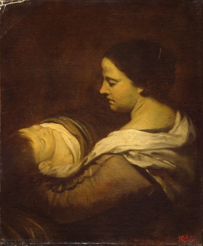 Vrouw met slapend kind, ca. 1660 door Juan Bautista Martinez Del Mazo