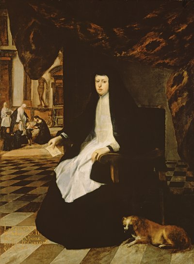 Portret van Koningin Mariana van Spanje (geb.1631) in Rouw door Juan Bautista Martinez Del Mazo