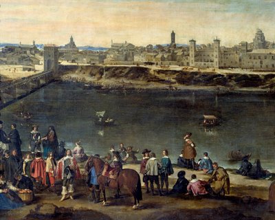 Zicht op de stad Zaragoza in 1646 (detail) door Juan Bautista Martinez Del Mazo