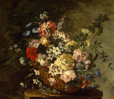 Stilleven met bloemen in een mand, ca. 1780-1790 door Juan Bautista Romero