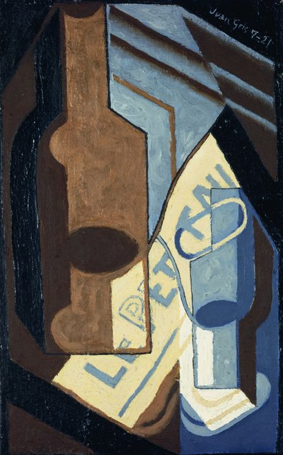 Fles en glas, 1921 door Juan Gris