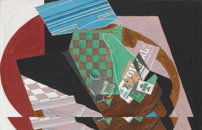 Dambord en Speelkaarten, 1915 door Juan Gris