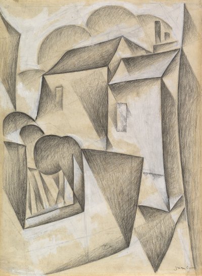 Huizen in Parijs, Place Ravignan, 1911 door Juan Gris