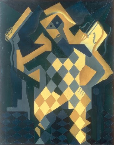 De Harlekijn met viool door Juan Gris