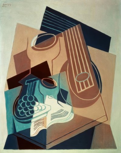 Mandoline en druiven door Juan Gris