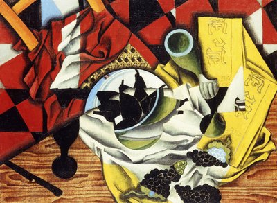 Peren en Druiven op een Tafel, 1913 door Juan Gris