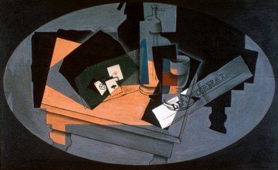 Speelkaarten en sifon, 1916 door Juan Gris