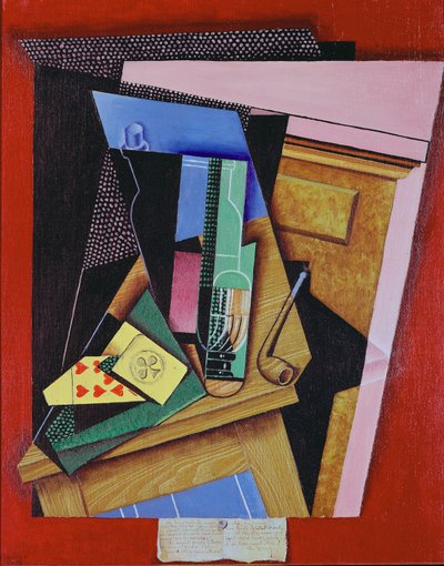 Stilleven met een gedicht door Juan Gris