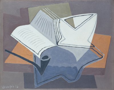 De pijp en het open boek door Juan Gris