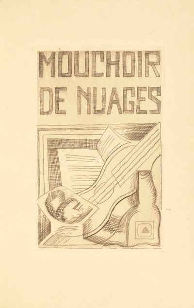 Titelpagina voor Mouchoir de Nuages door Tristan Tzara door Juan Gris