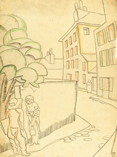 Een Straat in Montmartre door Juan Gris