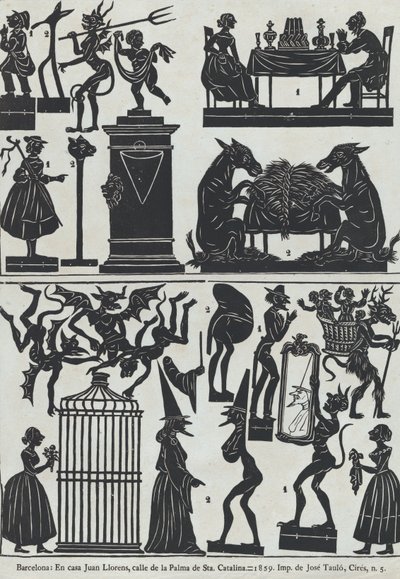 Blad 11 van figuren voor Chinese schaduwpoppen, 1859 door Juan Llorens