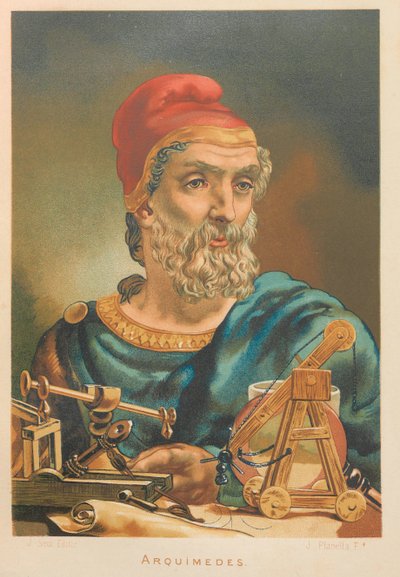 Archimedes van Syracuse. Uit: La ciencia y sus hombres, 1879 door Juan Planella y Rodríguez