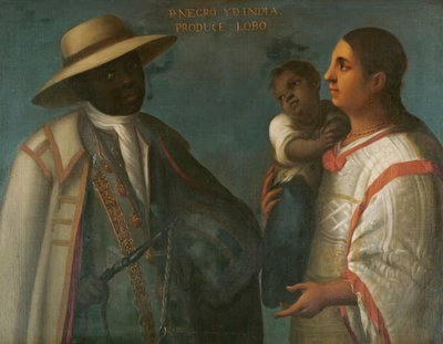 Zwarte en Indiaan produceren een wolf, ca. 1715 door Juan Rodríguez Juárez