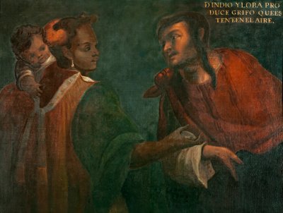 Indiaan en Wolf Produceren een Houd-Jezelf-in-de-Lucht Grifo, c.1715 door Juan Rodríguez Juárez