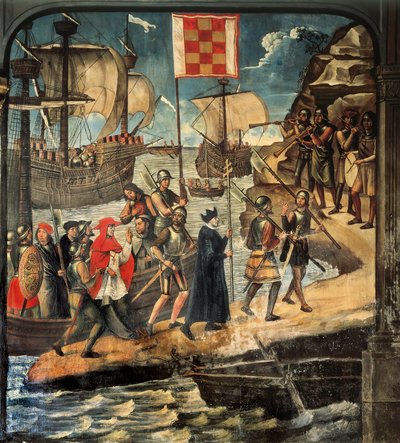 Kardinaal Cisneros landt in Oran, c. 1514 door Juan de Borgoña